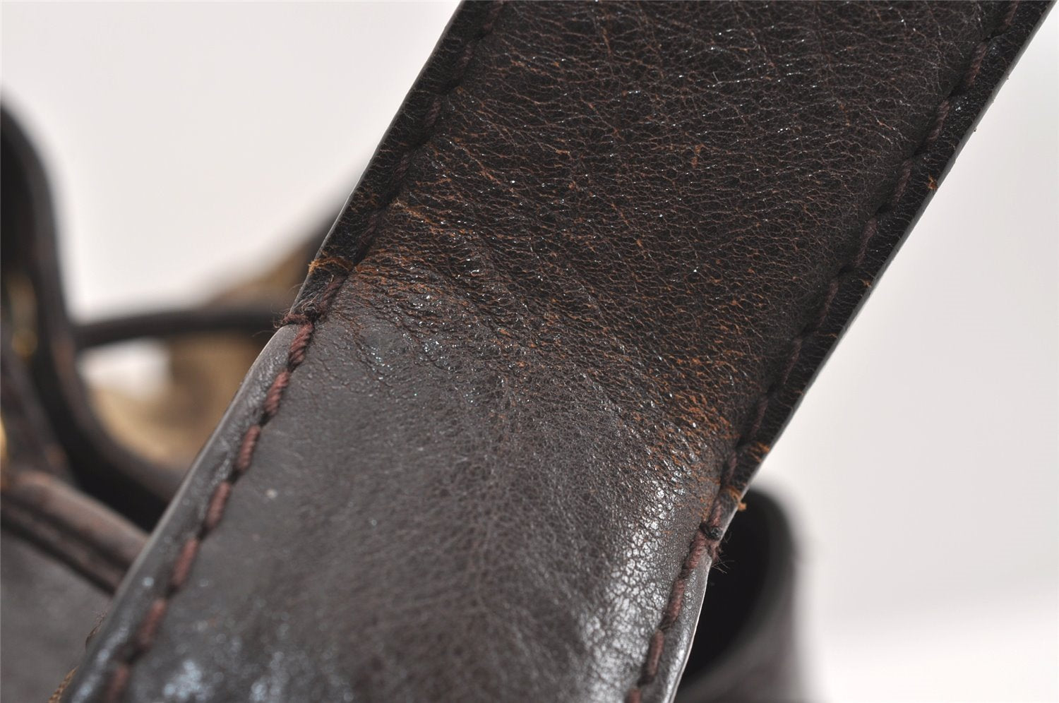 Authentic GUCCI Double G Drawstring Bag GG Canvas Leather 223951 Brown 2162J