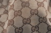 Authentic GUCCI Double G Drawstring Bag GG Canvas Leather 223951 Brown 2162J