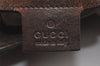 Authentic GUCCI Double G Drawstring Bag GG Canvas Leather 223951 Brown 2162J