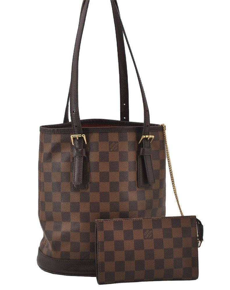 Authentic Louis Vuitton Damier Marais Bucket Shoulder Tote Bag N42240 LV 2164J