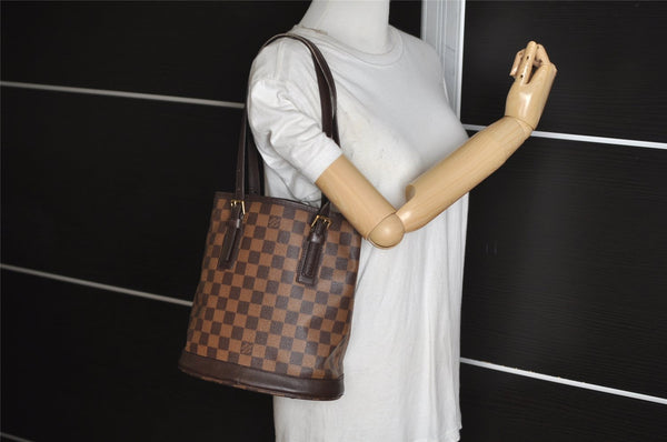 Authentic Louis Vuitton Damier Marais Bucket Shoulder Tote Bag N42240 LV 2164J