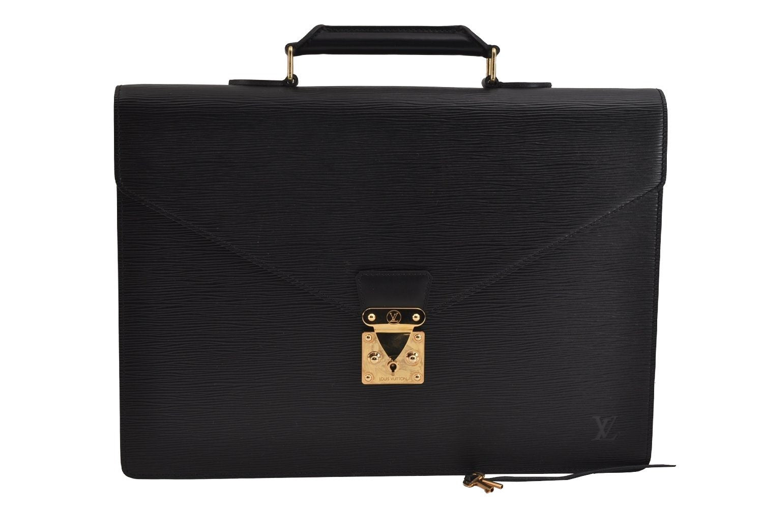 Auth Louis Vuitton Epi Serviette Ambassadeur Briefcase Black M54412 LV 2165J