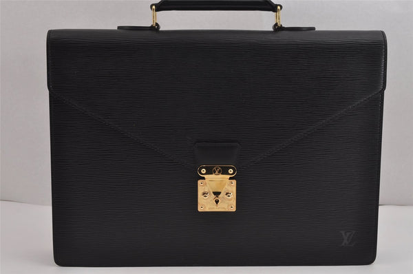 Auth Louis Vuitton Epi Serviette Ambassadeur Briefcase Black M54412 LV 2165J