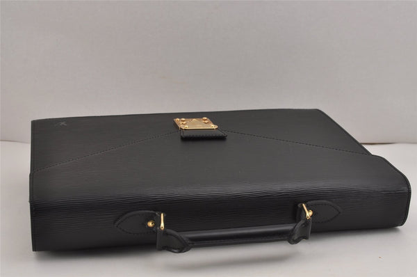 Auth Louis Vuitton Epi Serviette Ambassadeur Briefcase Black M54412 LV 2165J