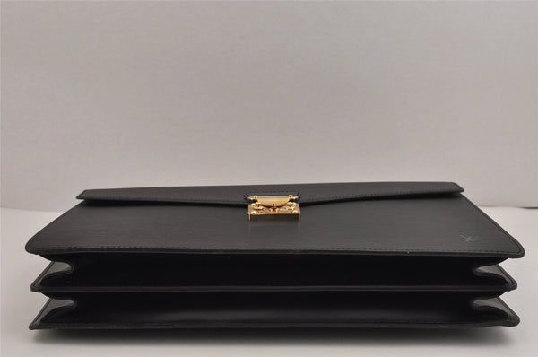 Auth Louis Vuitton Epi Serviette Ambassadeur Briefcase Black M54412 LV 2165J