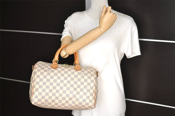 Authentic Louis Vuitton Damier Azur Speedy Bandouliere 30 N41373 Hand Bag 2167I