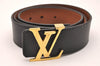 Auth Louis Vuitton Leather Belt Ceinture LV Initial 95cm 37.4" M9151 Black 2169J