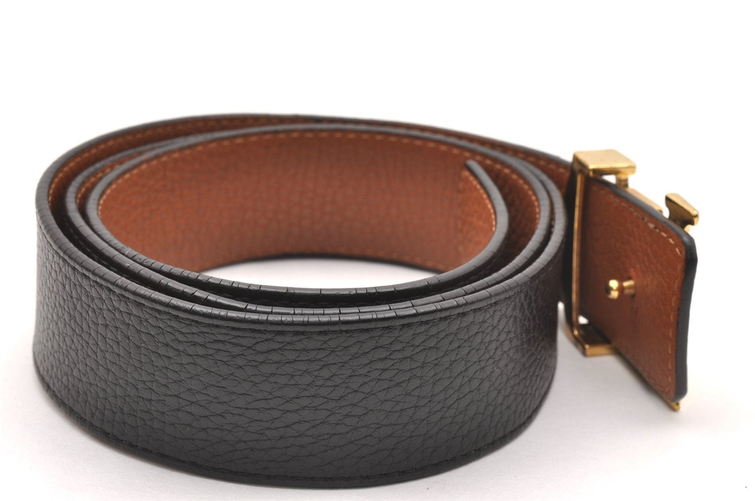 Auth Louis Vuitton Leather Belt Ceinture LV Initial 95cm 37.4