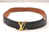 Auth Louis Vuitton Leather Belt Ceinture LV Initial 95cm 37.4" M9151 Black 2169J