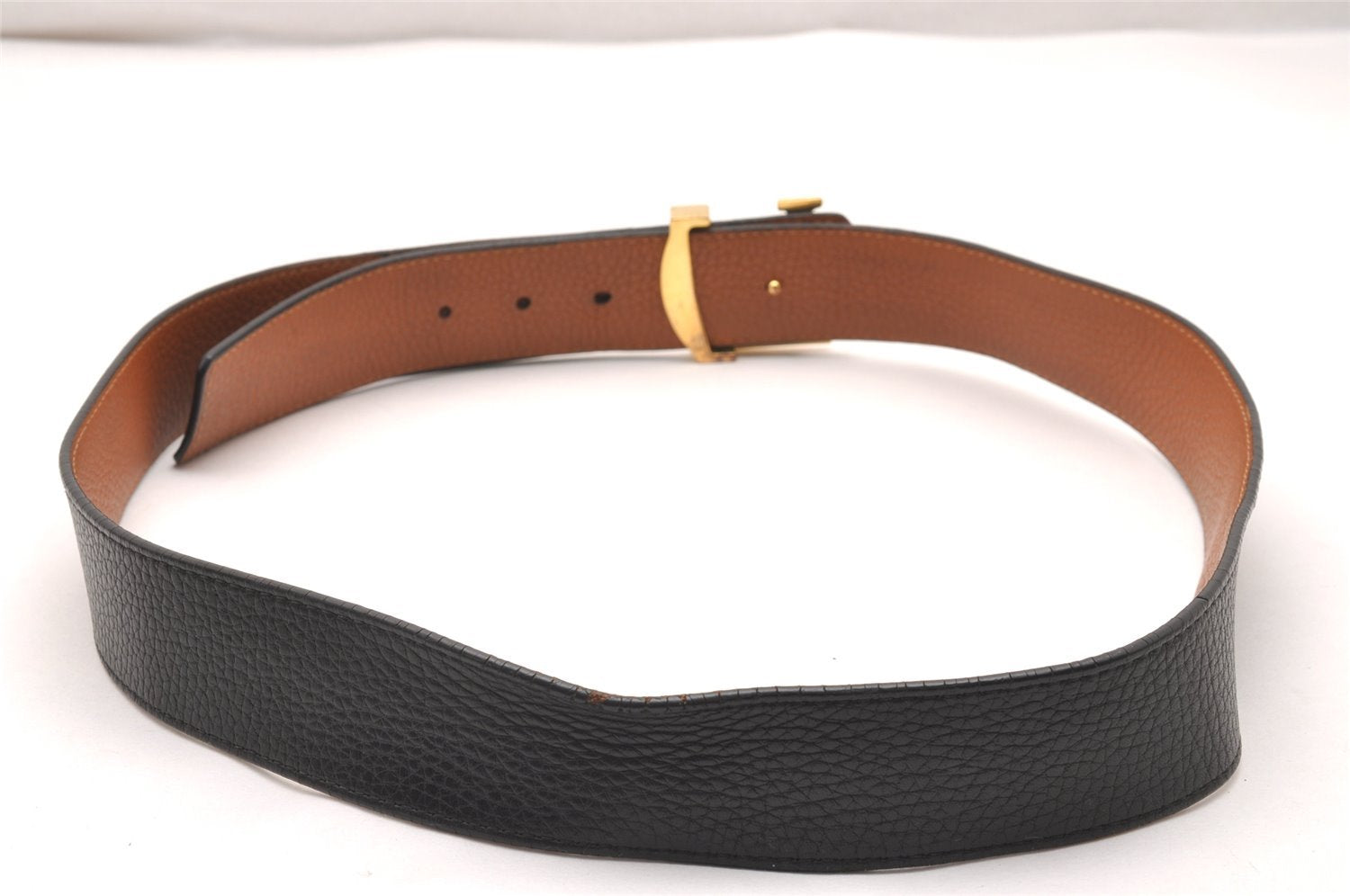 Auth Louis Vuitton Leather Belt Ceinture LV Initial 95cm 37.4