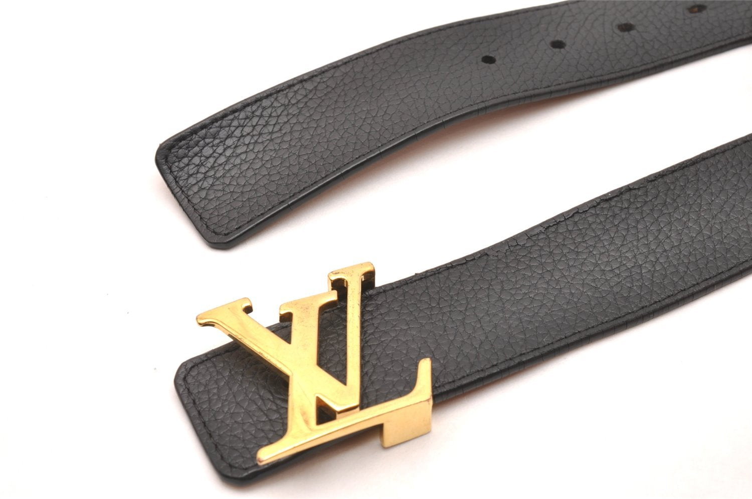 Auth Louis Vuitton Leather Belt Ceinture LV Initial 95cm 37.4