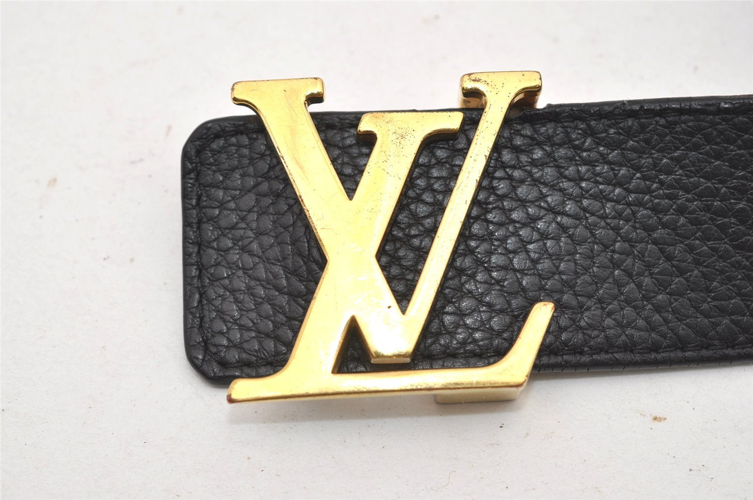 Auth Louis Vuitton Leather Belt Ceinture LV Initial 95cm 37.4