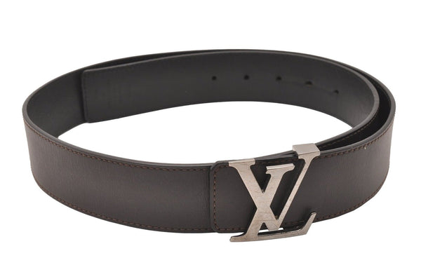 Auth Louis Vuitton Leather Belt Ceinture LV Initial 90cm 35.4" M9887 Brown 2170J