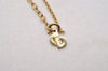 Authentic Christian Dior Gold Tone Rhinestone Chain Pendant Necklace CD 2171I