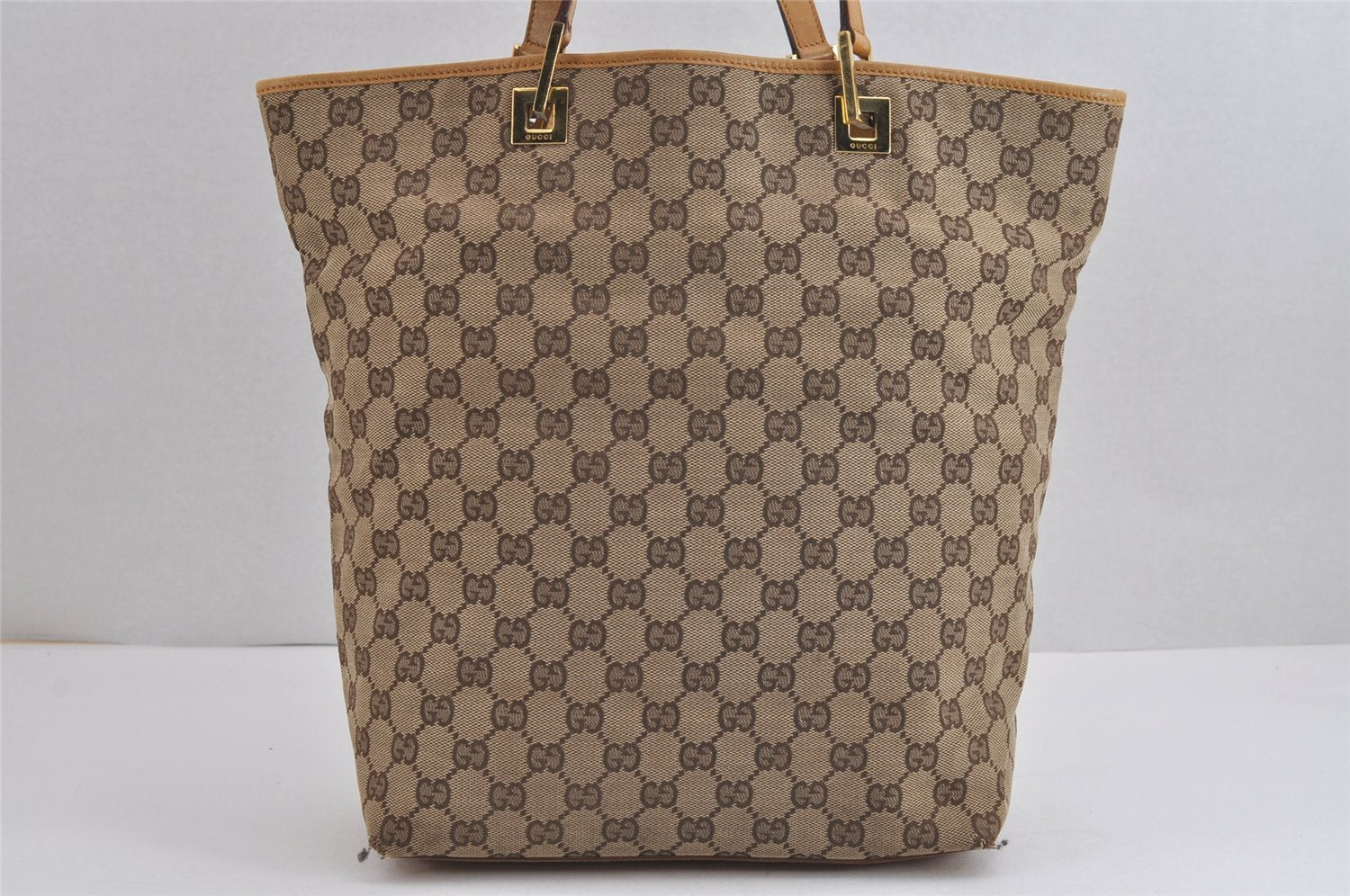 Authentic GUCCI Vintage Shoulder Tote Bag GG Canvas Leather 0021098 Brown 2171J