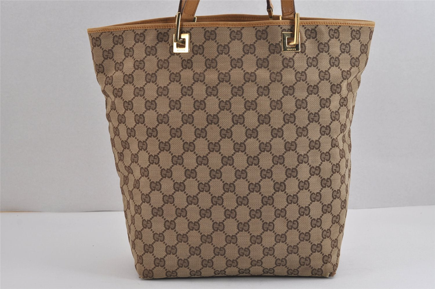 Authentic GUCCI Vintage Shoulder Tote Bag GG Canvas Leather 0021098 Brown 2171J