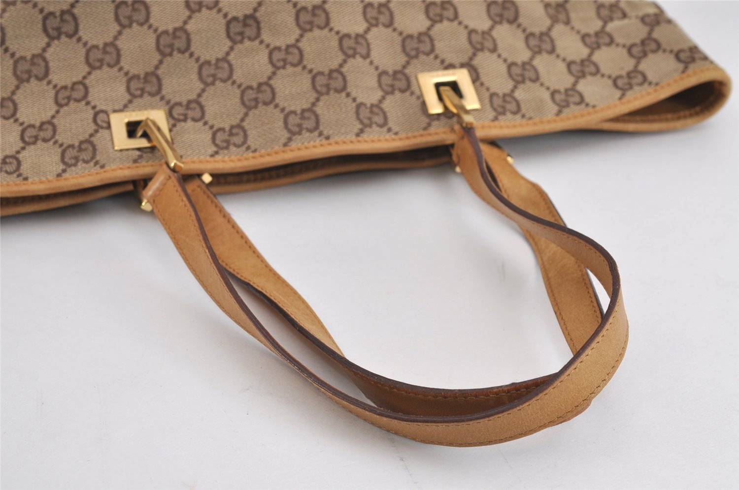 Authentic GUCCI Vintage Shoulder Tote Bag GG Canvas Leather 0021098 Brown 2171J