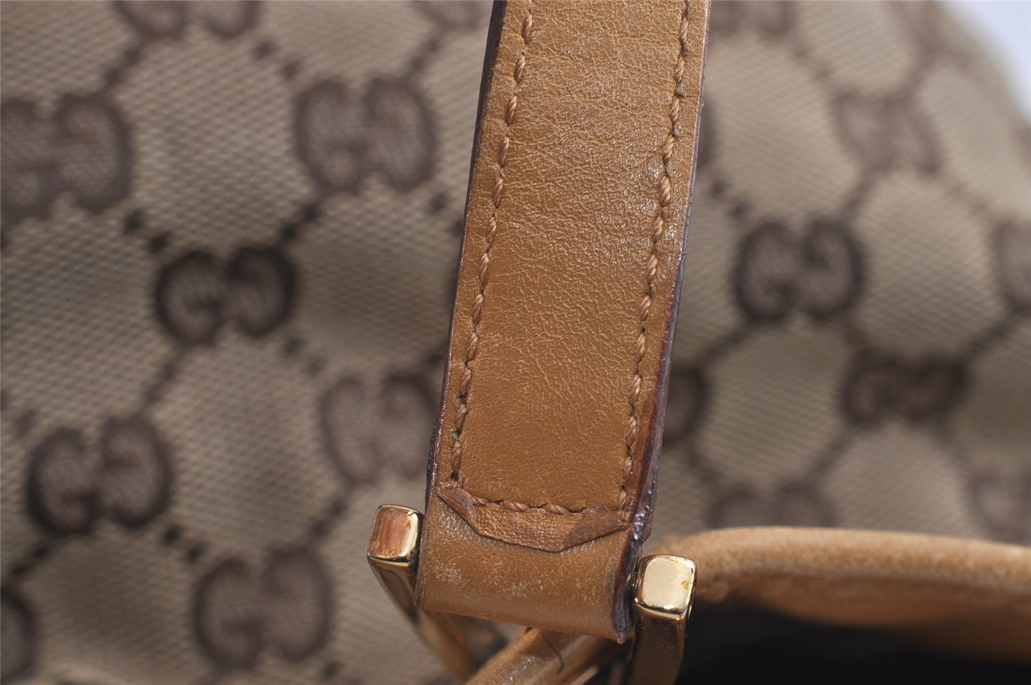 Authentic GUCCI Vintage Shoulder Tote Bag GG Canvas Leather 0021098 Brown 2171J