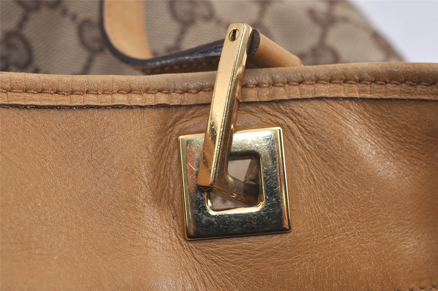 Authentic GUCCI Vintage Shoulder Tote Bag GG Canvas Leather 0021098 Brown 2171J