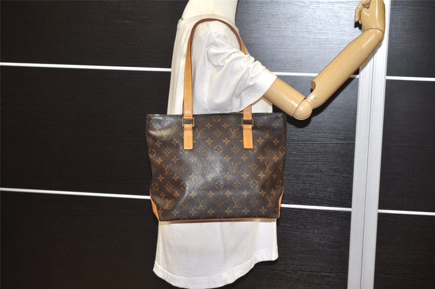 Authentic Louis Vuitton Monogram Cabas Piano Shoulder Tote Bag M51148 LV 2171K