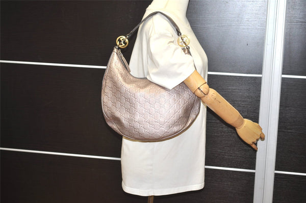 Authentic GUCCI Guccissima Twins GG Leather Shoulder Bag 232962 Purple 2173I