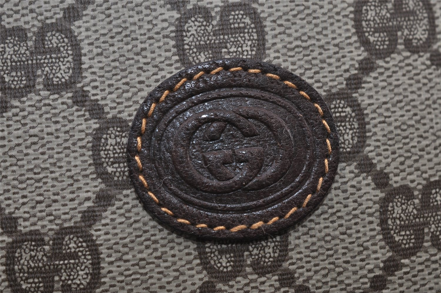 Authentic GUCCI Vintage Clutch Hand Bag Purse GG PVC Leather Brown 2175I