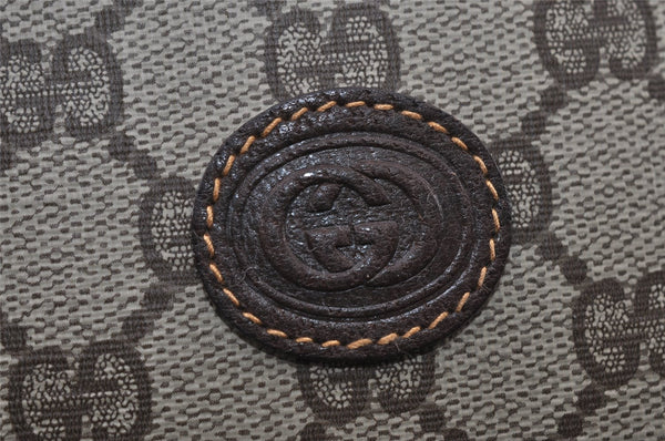 Authentic GUCCI Vintage Clutch Hand Bag Purse GG PVC Leather Brown 2175I