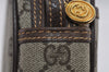 Authentic GUCCI Vintage Clutch Hand Bag Purse GG PVC Leather Brown 2175I