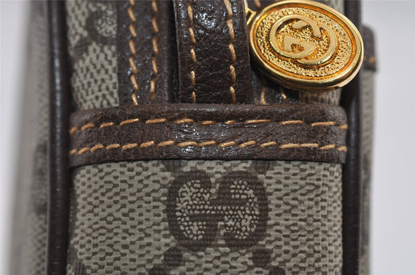 Authentic GUCCI Vintage Clutch Hand Bag Purse GG PVC Leather Brown 2175I