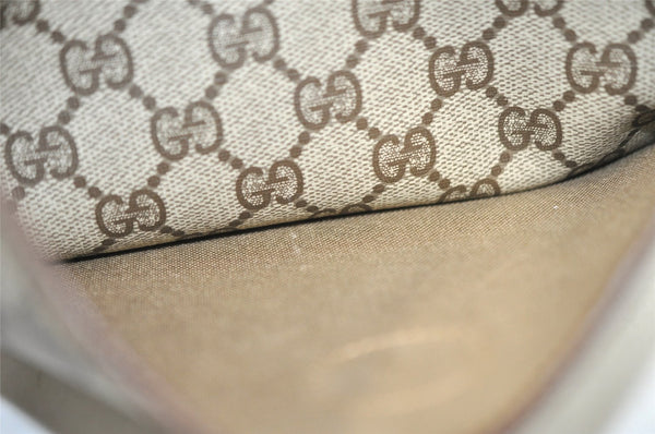 Authentic GUCCI Vintage Clutch Hand Bag Purse GG PVC Leather Brown 2175I