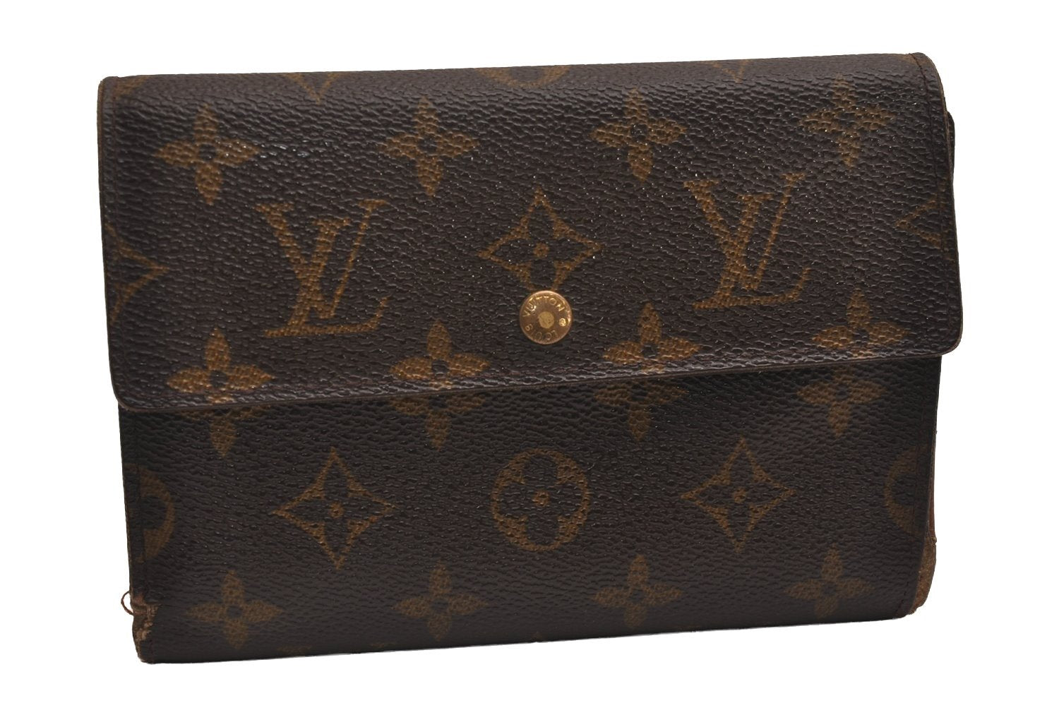 Authentic Louis Vuitton Monogram Porte Tresor Etui Papier Wallet M61202 LV 2175J