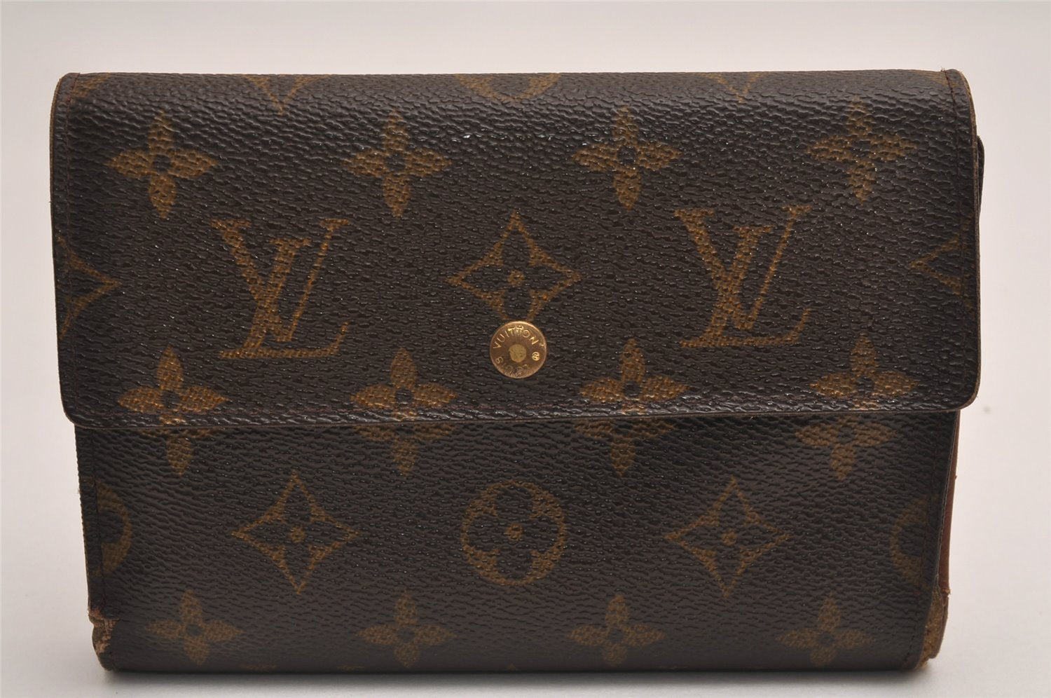 Authentic Louis Vuitton Monogram Porte Tresor Etui Papier Wallet M61202 LV 2175J