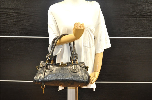 Authentic Chloe Paddington Leather Shoulder Hand Bag Black Junk 2176I