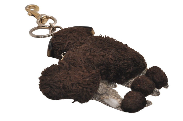 Authentic GUCCI Ribbon Gucciori Poodle Dog Bag Charm GG PVC Fur Brown 2177J