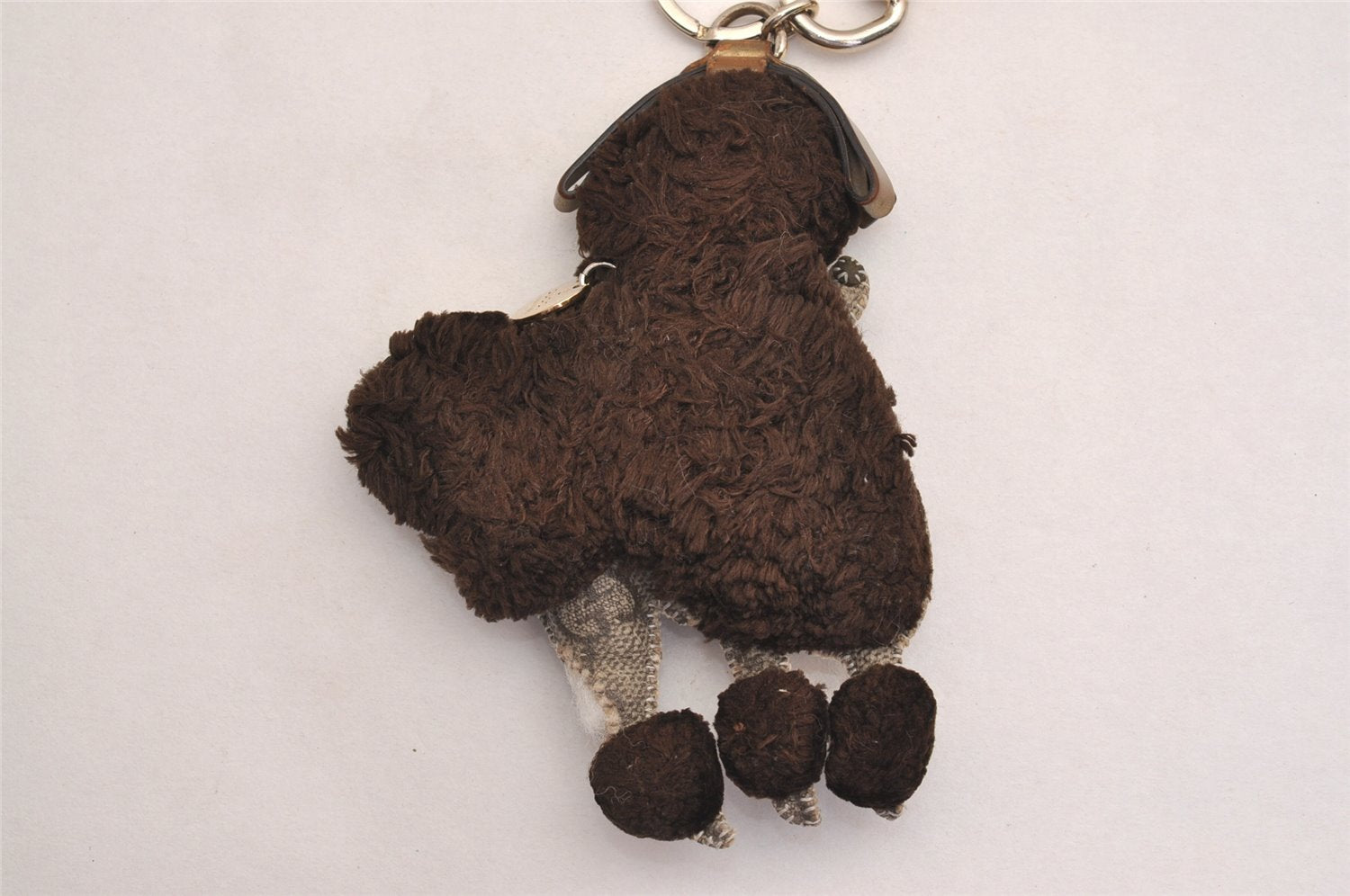 Authentic GUCCI Ribbon Gucciori Poodle Dog Bag Charm GG PVC Fur Brown 2177J
