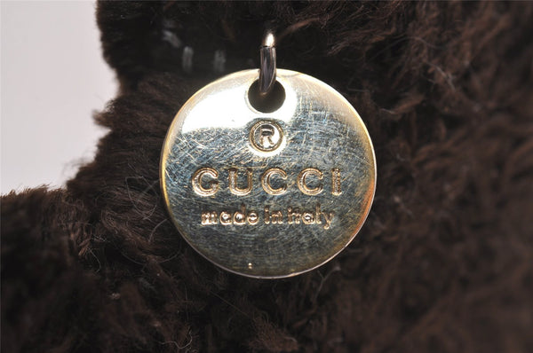 Authentic GUCCI Ribbon Gucciori Poodle Dog Bag Charm GG PVC Fur Brown 2177J