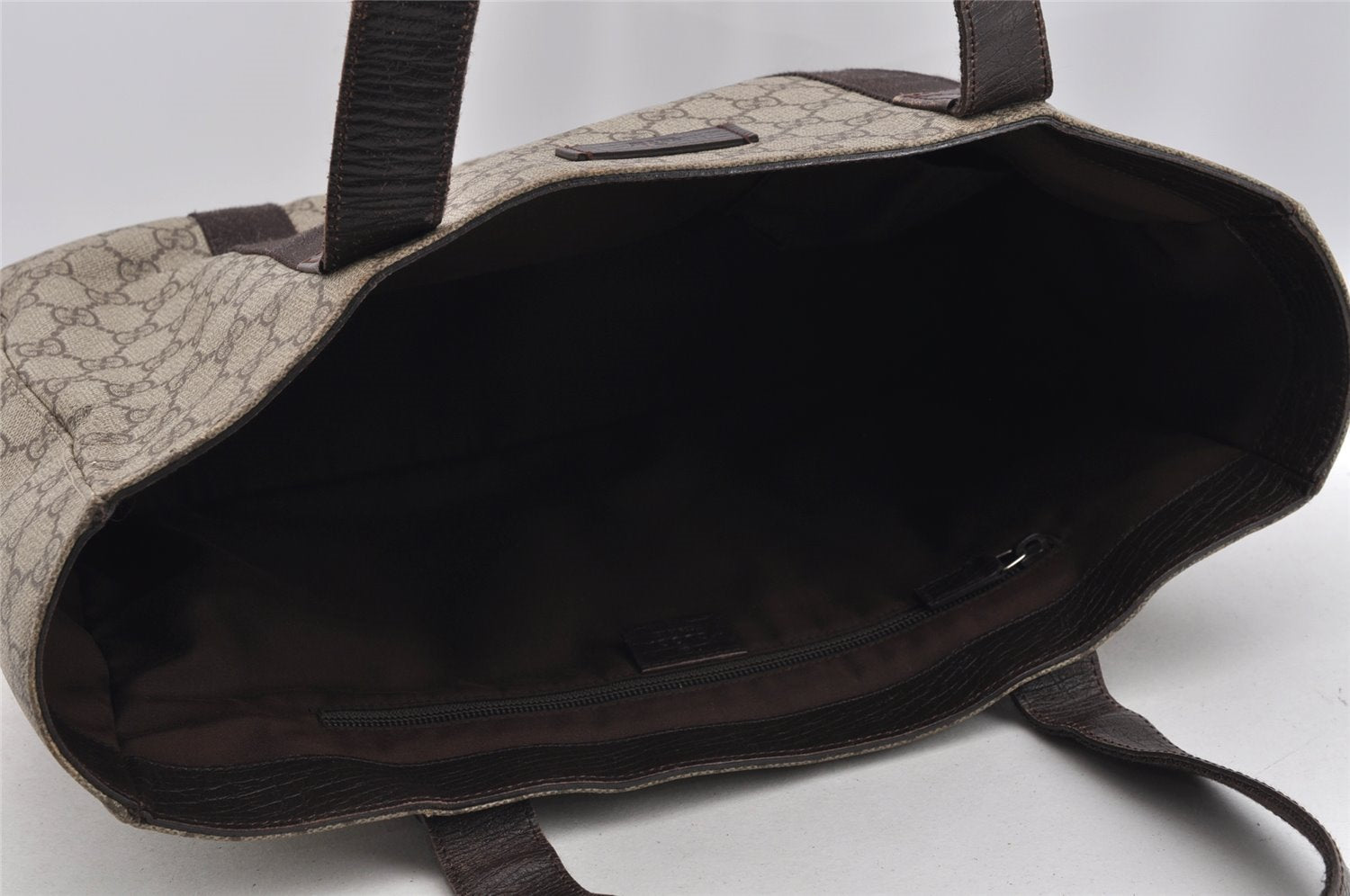 Authentic GUCCI Vintage Shoulder Tote Bag GG PVC Leather 141624 Brown 2178I