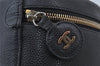 Authentic CHANEL Caviar Skin Vanity Cosmetic Hand Bag Purse Black CC 2182J