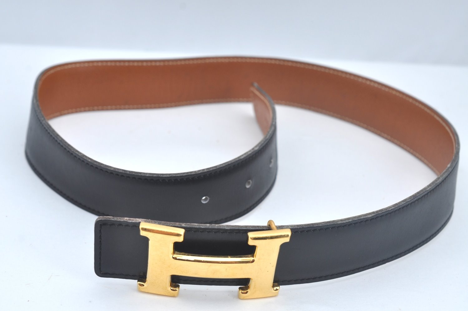 Authentic HERMES Constance Leather Belt Size 68cm 26.8