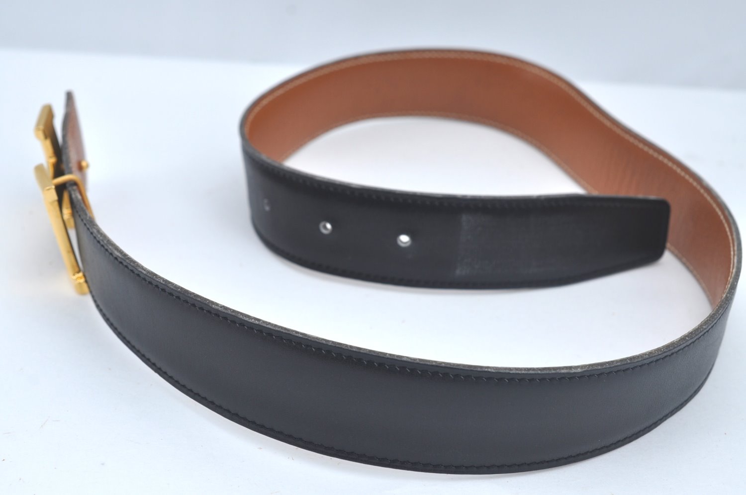 Authentic HERMES Constance Leather Belt Size 68cm 26.8