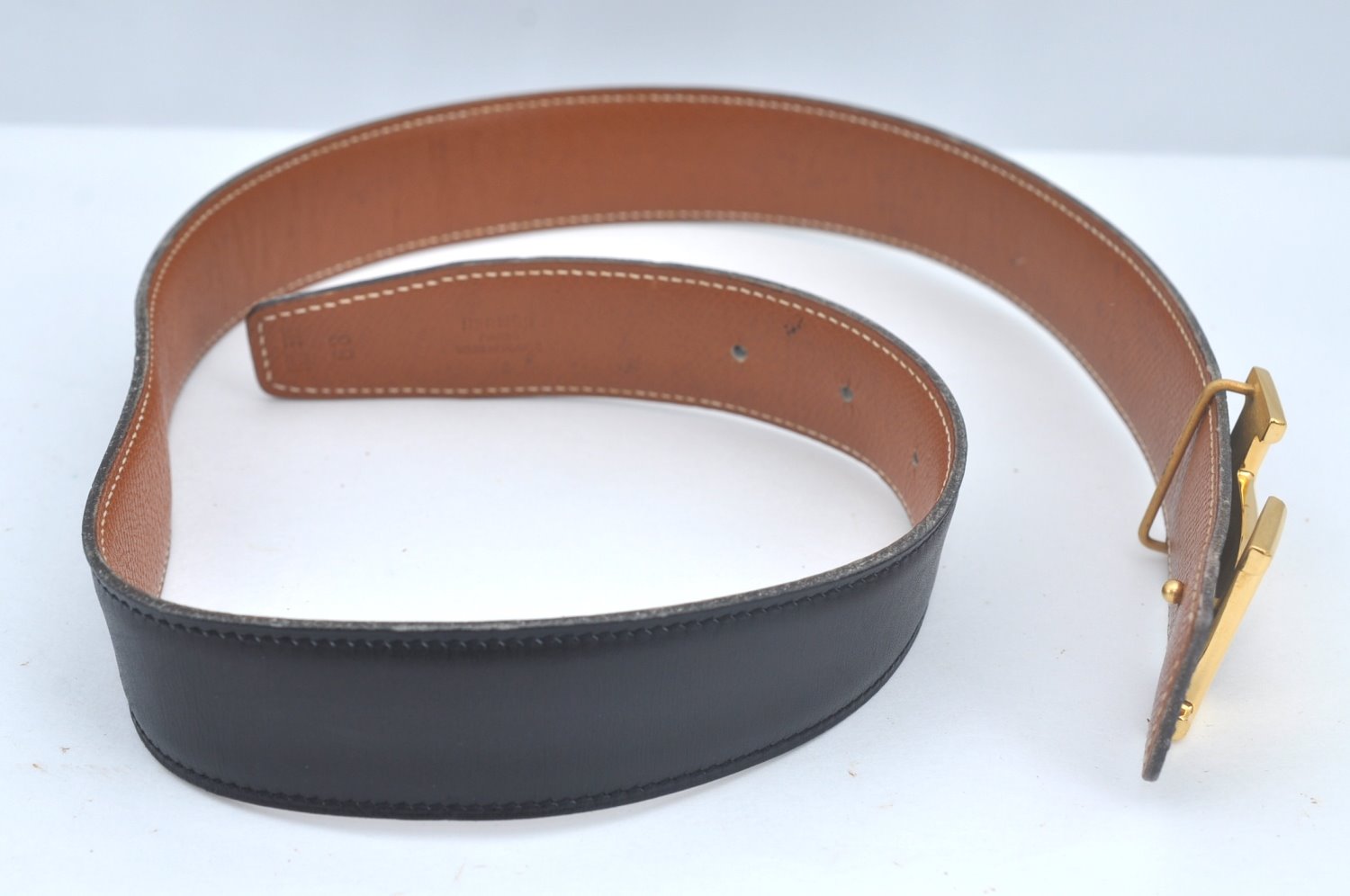 Authentic HERMES Constance Leather Belt Size 68cm 26.8