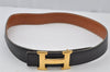 Authentic HERMES Constance Leather Belt Size 68cm 26.8" Brown Black 2184J