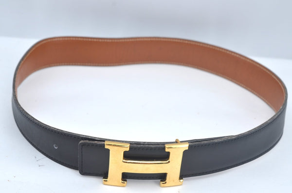 Authentic HERMES Constance Leather Belt Size 68cm 26.8" Brown Black 2184J