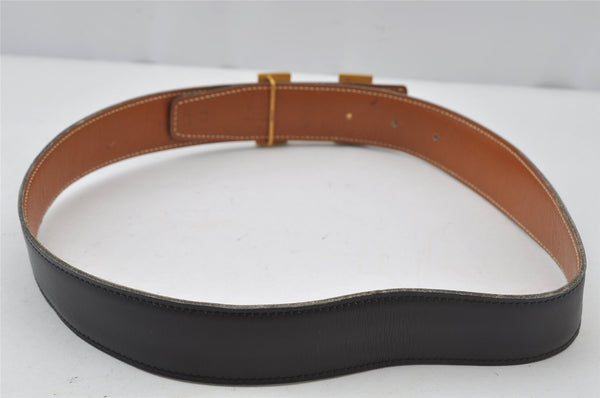 Authentic HERMES Constance Leather Belt Size 68cm 26.8" Brown Black 2184J