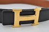 Authentic HERMES Constance Leather Belt Size 68cm 26.8" Brown Black 2184J