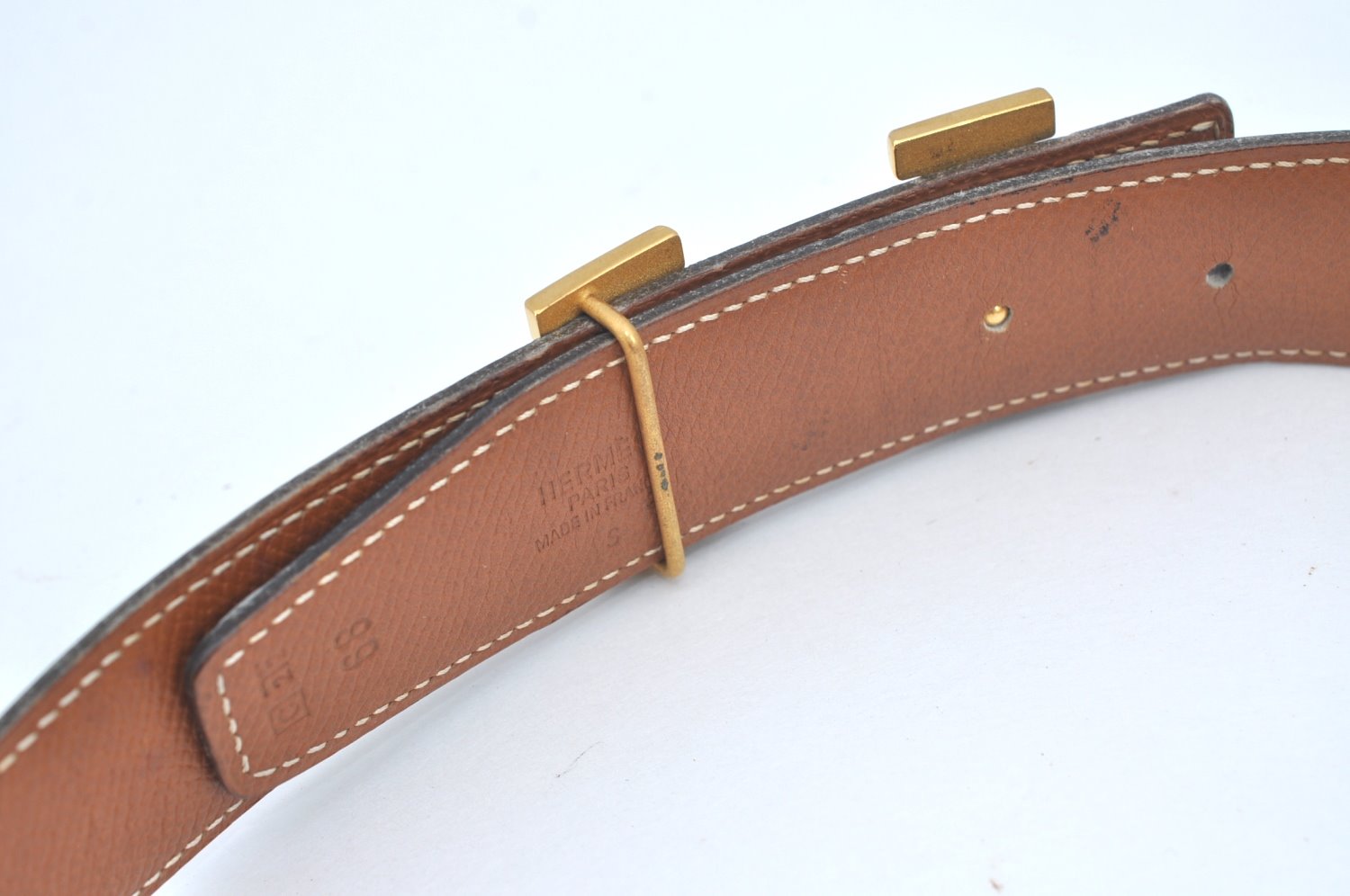 Authentic HERMES Constance Leather Belt Size 68cm 26.8