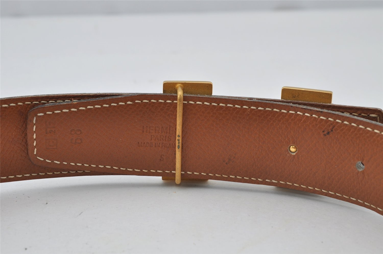 Authentic HERMES Constance Leather Belt Size 68cm 26.8