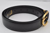 Authentic Dunhill Vintage Belt Leather Size 90cm 35.4inches Black 2185J