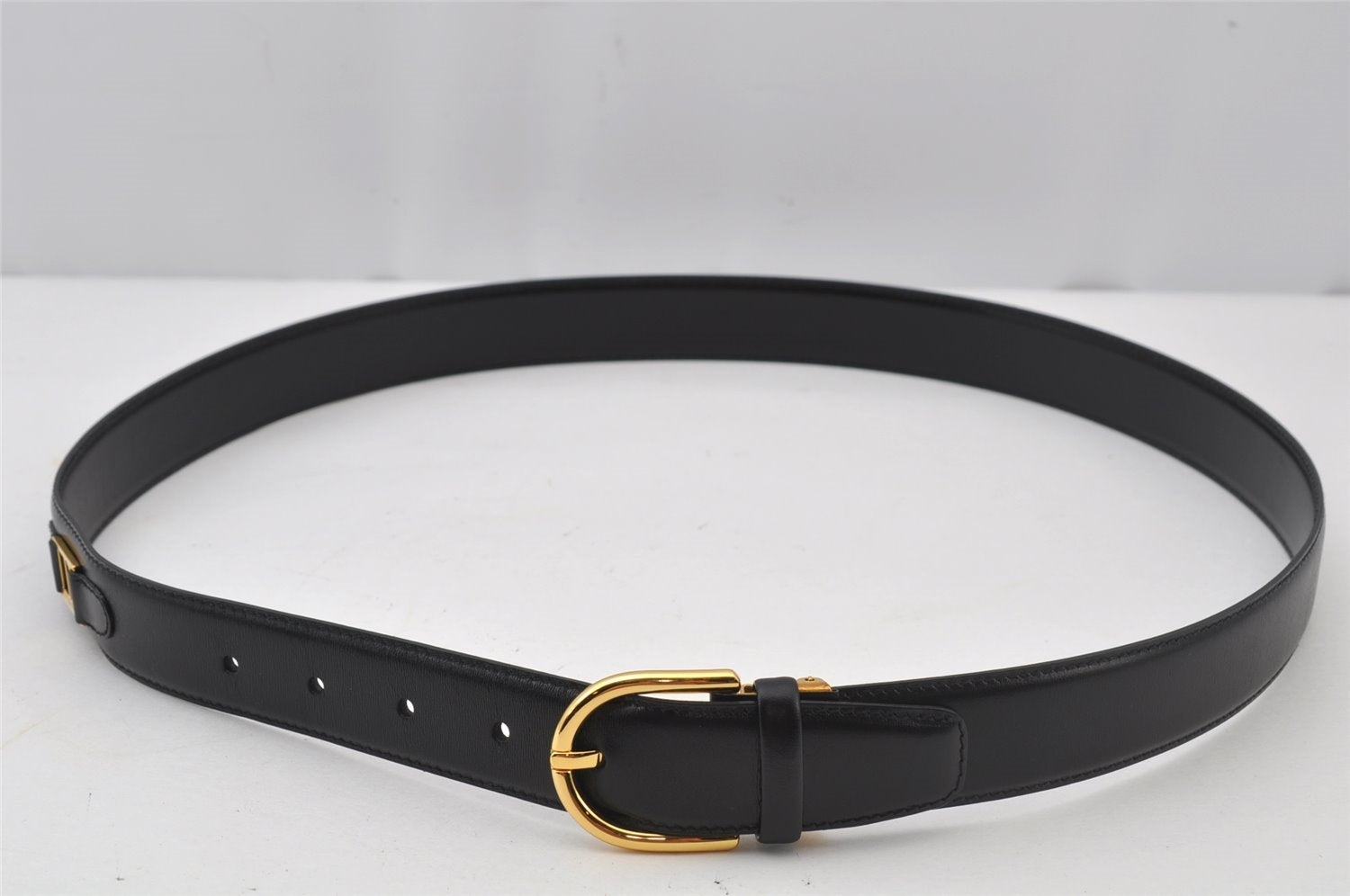 Authentic Dunhill Vintage Belt Leather Size 90cm 35.4inches Black 2185J