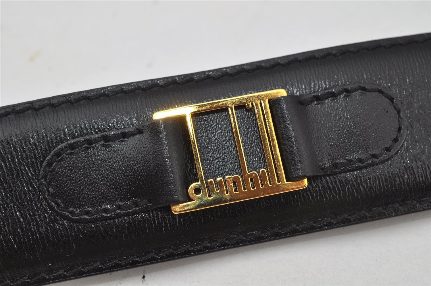 Authentic Dunhill Vintage Belt Leather Size 90cm 35.4inches Black 2185J